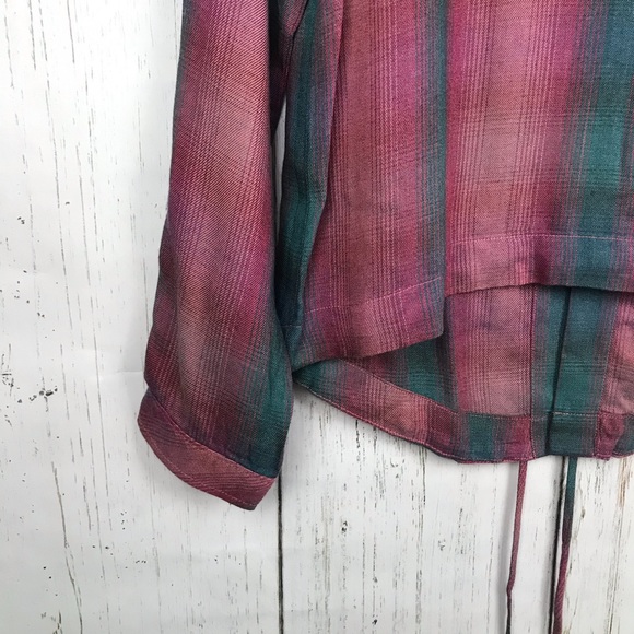 Anthro Cloth & Stone Long Sleeve Plaid Blouse Top - Picture 6 of 6